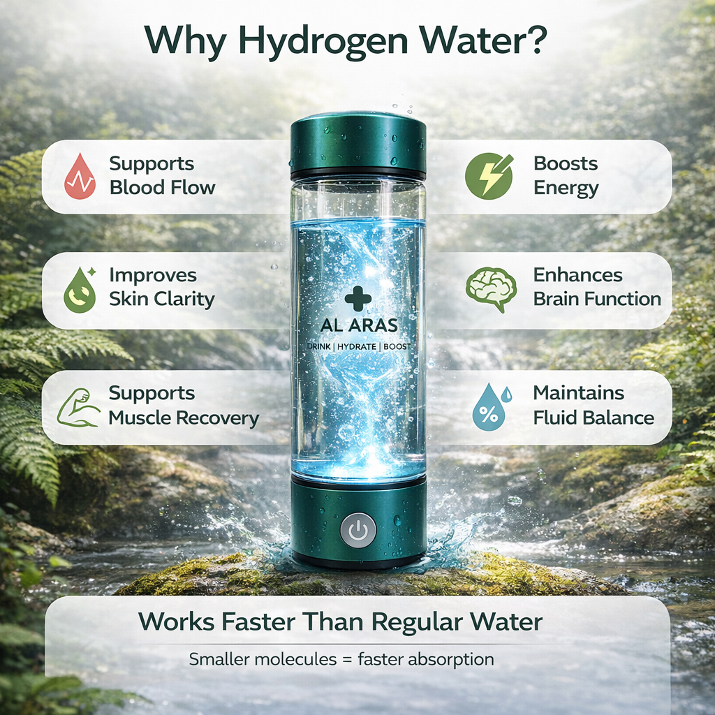 Al Aras™ Hydrogen Water Bottle 2.0 - Free eBook