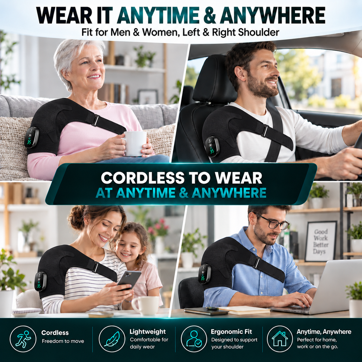 Al Aras™ SuperRelief Pro Heat & Massage Shoulder Brace