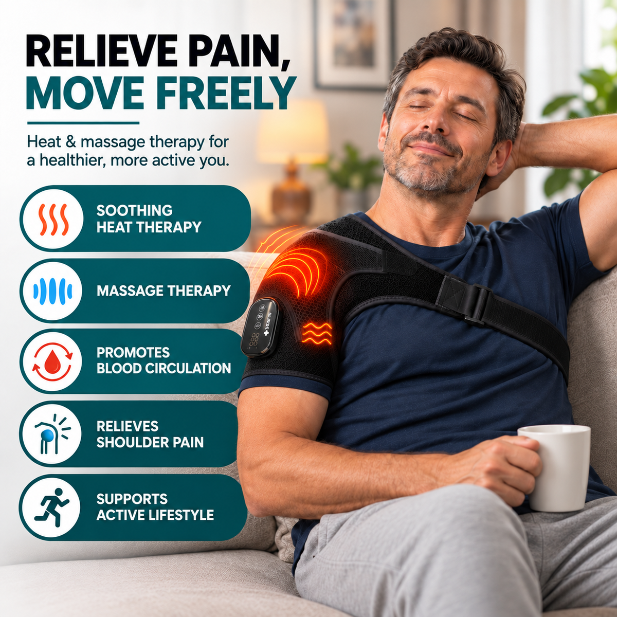 Al Aras™ SuperRelief Pro Heat & Massage Shoulder Brace
