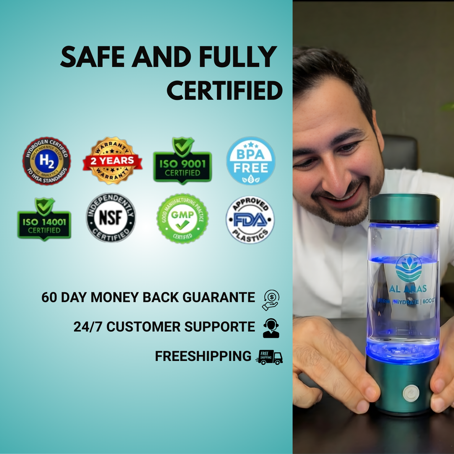 Al Aras™ Hydrogen Water Bottle 2.0 - Free eBook