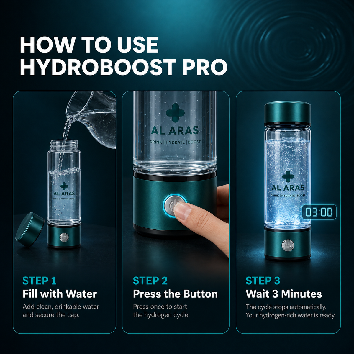 Al Aras™ HydroBoost Pro – Hydrogen Water Generator